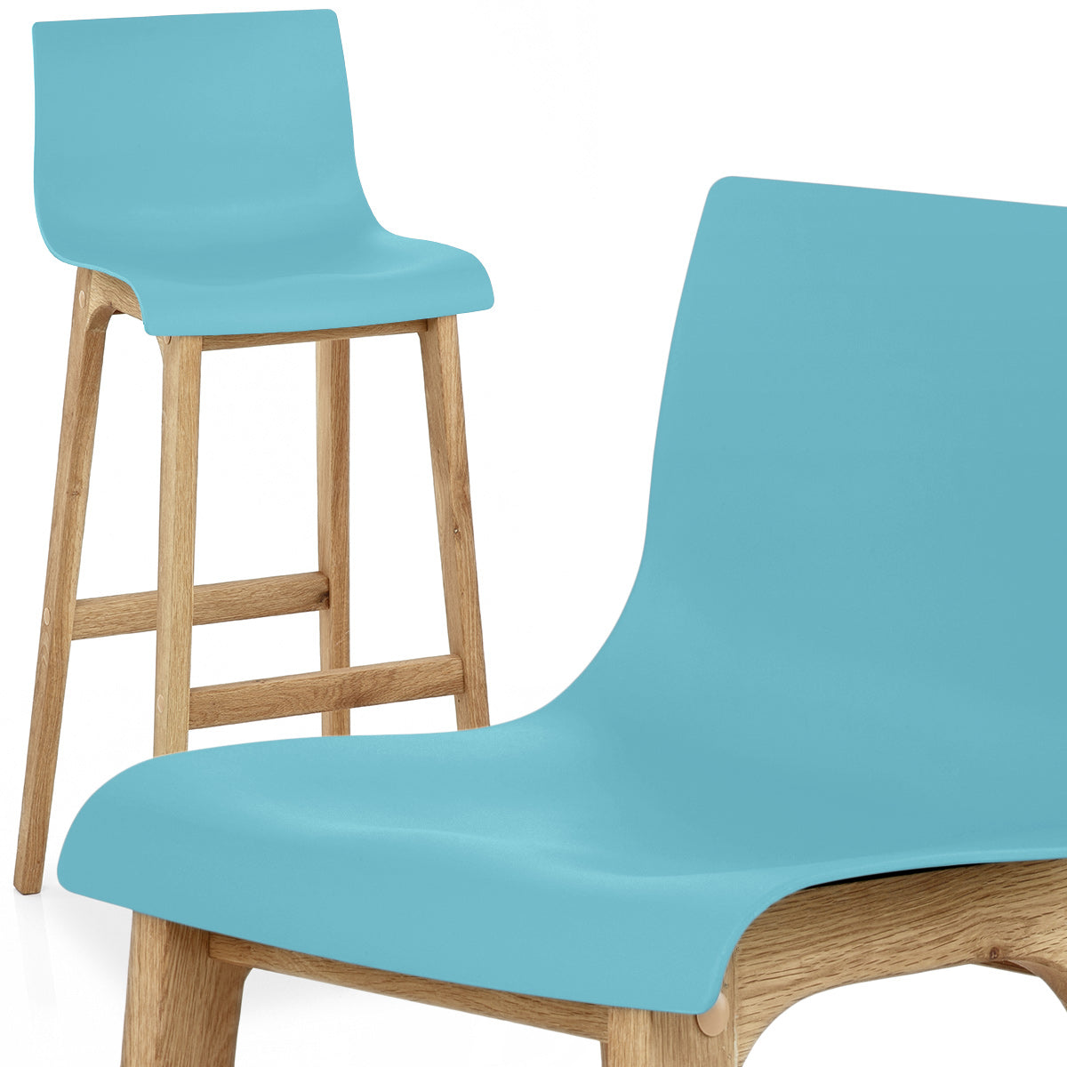 Sgabello Resina Legno - Drift Alto Blu