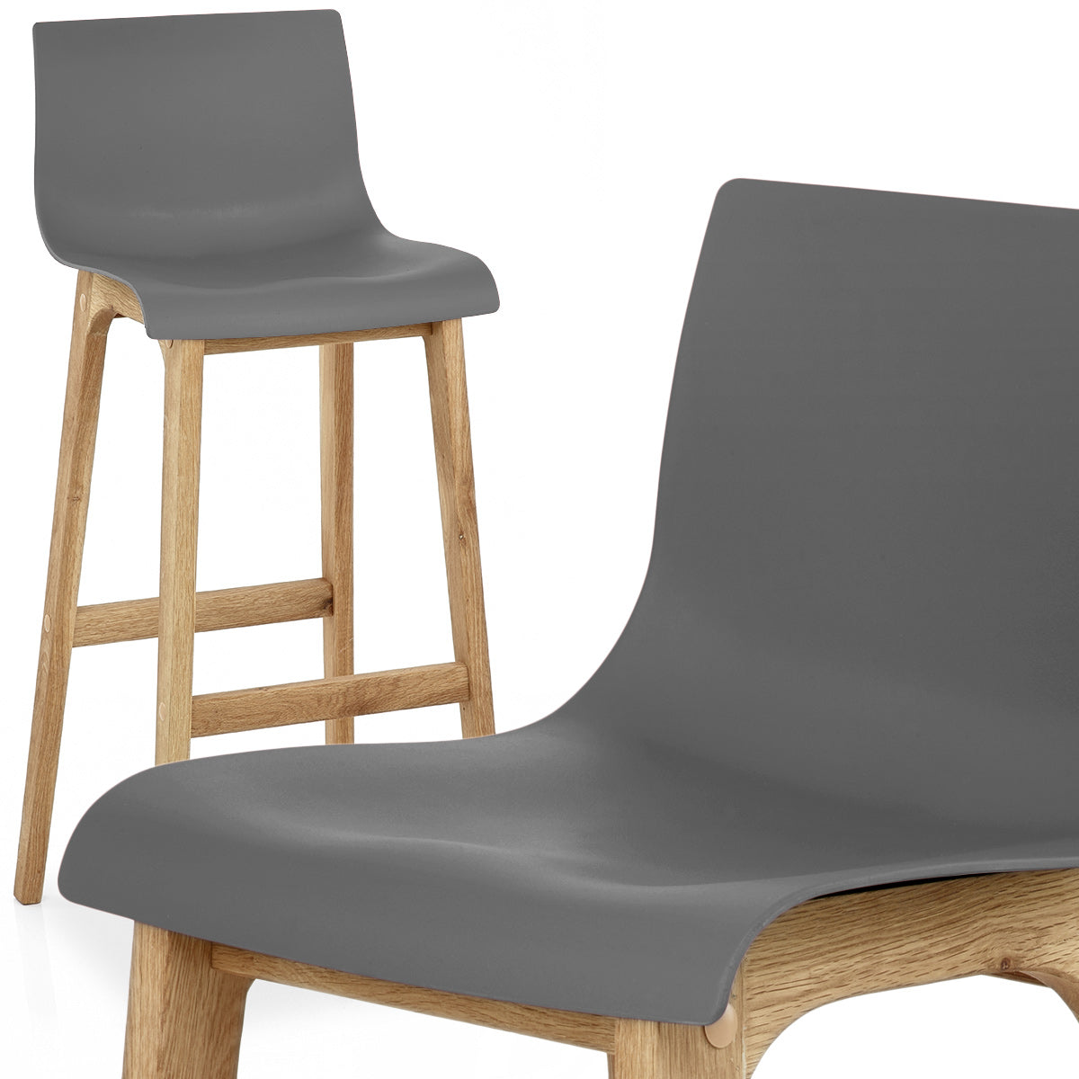 Barhocker Eiche - Hoch Drift Dunkelgrau