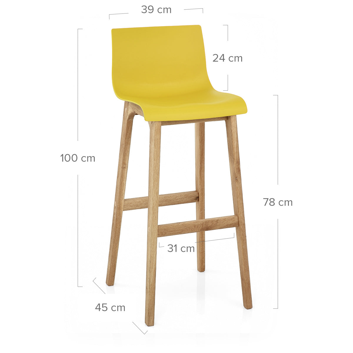 Barhocker Eiche - Hoch Drift Gelb