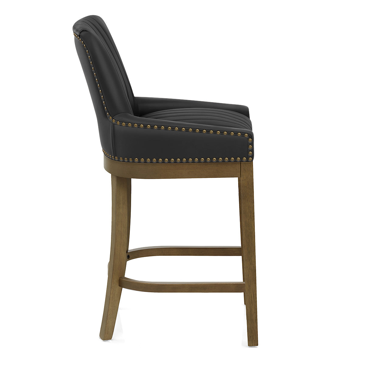 Eichen Barhocker Leder - Chiltern Schwarz