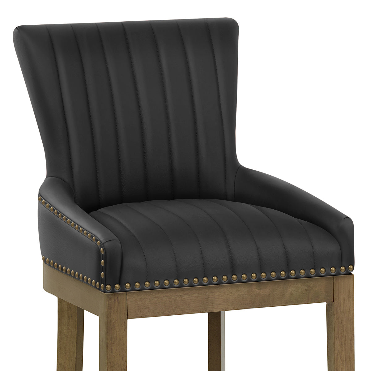 Eichen Barhocker Leder - Chiltern Schwarz