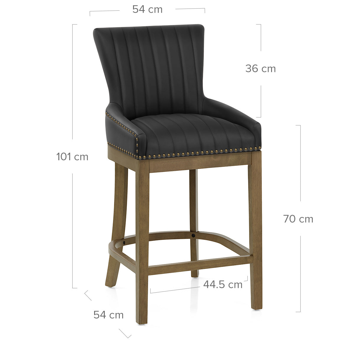 Eichen Barhocker Leder - Chiltern Schwarz