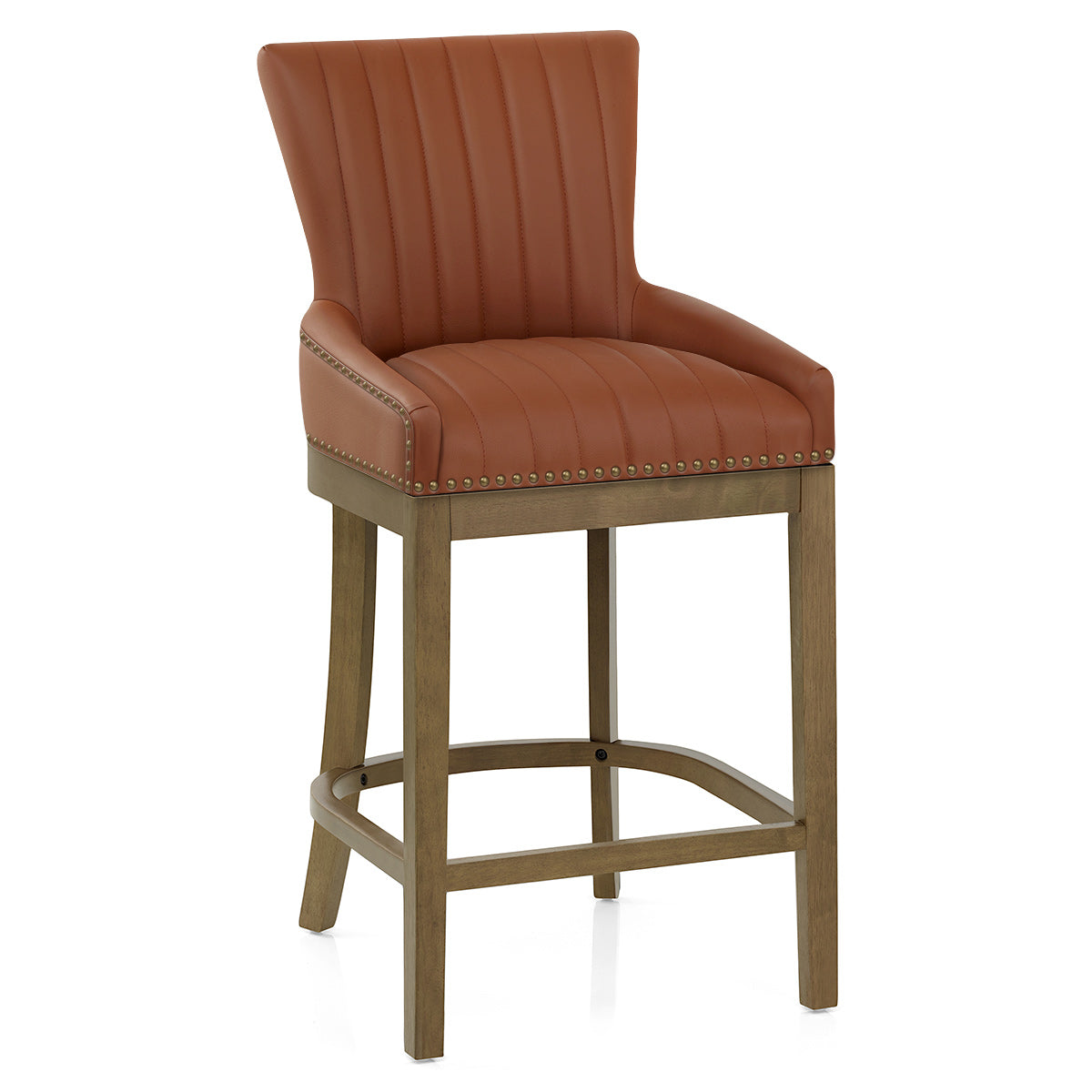 Eichen Barhocker Leder - Chiltern Braun