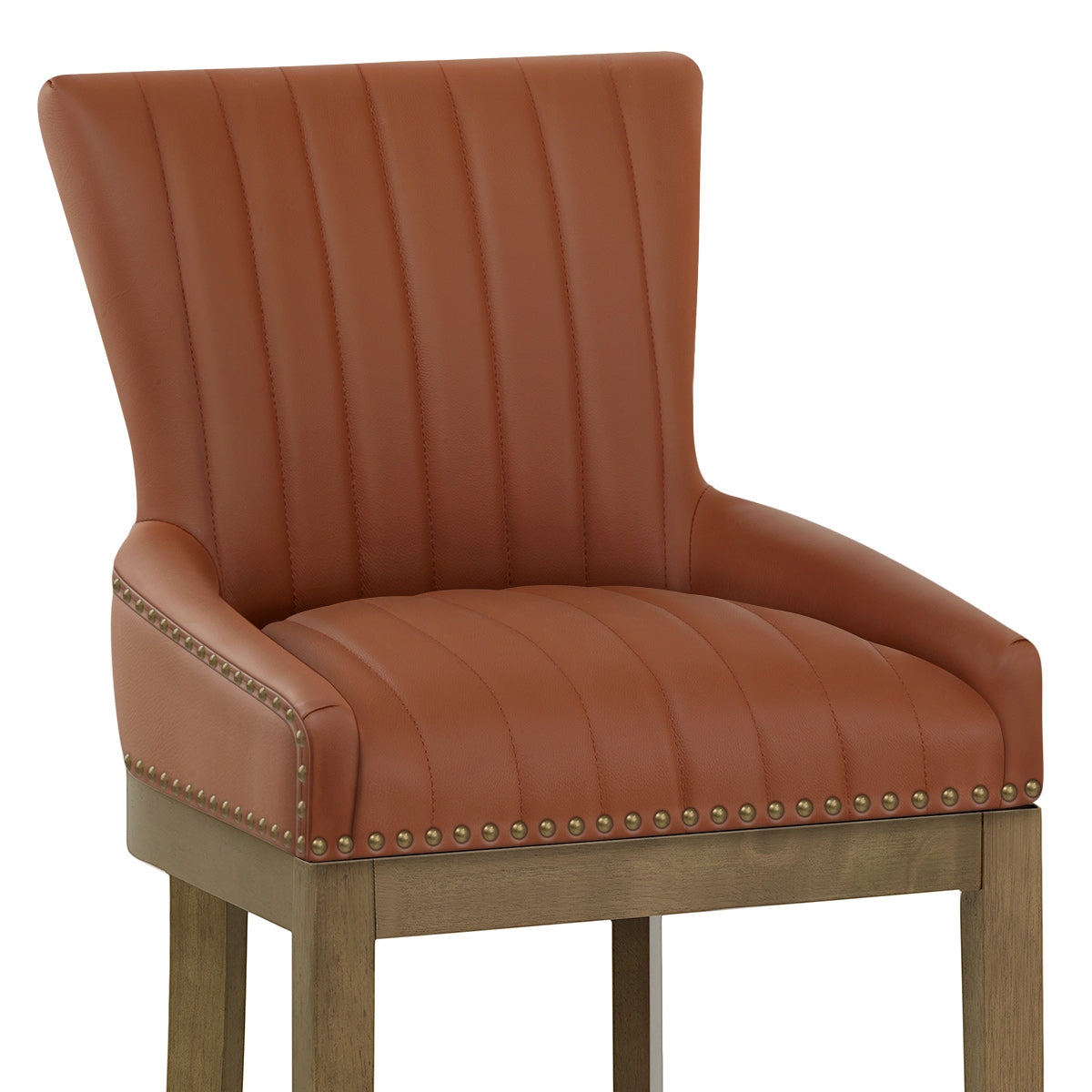 Eichen Barhocker Leder - Chiltern Braun