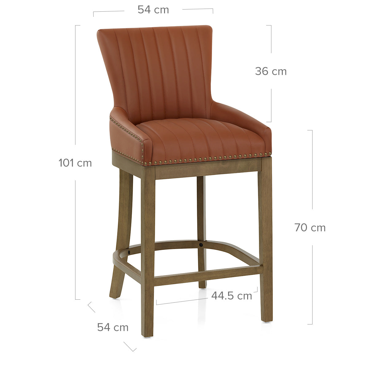 Eichen Barhocker Leder - Chiltern Braun