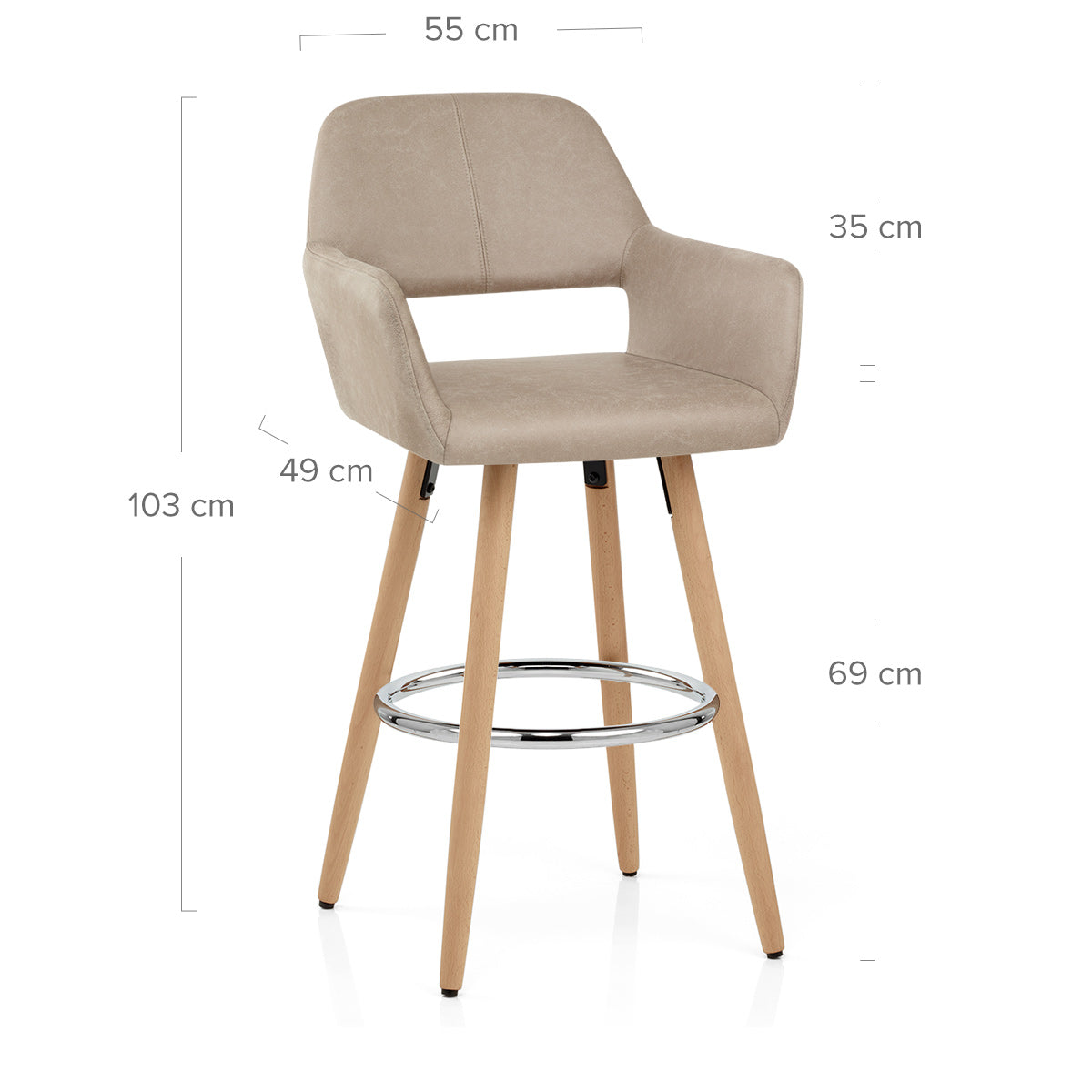 Kunstleder Barhocker Antik - Kite Braungrau