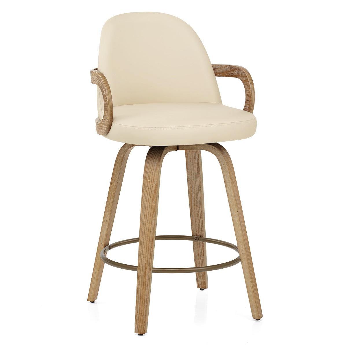 Echtleder Barhocker Eiche - Franco Beige