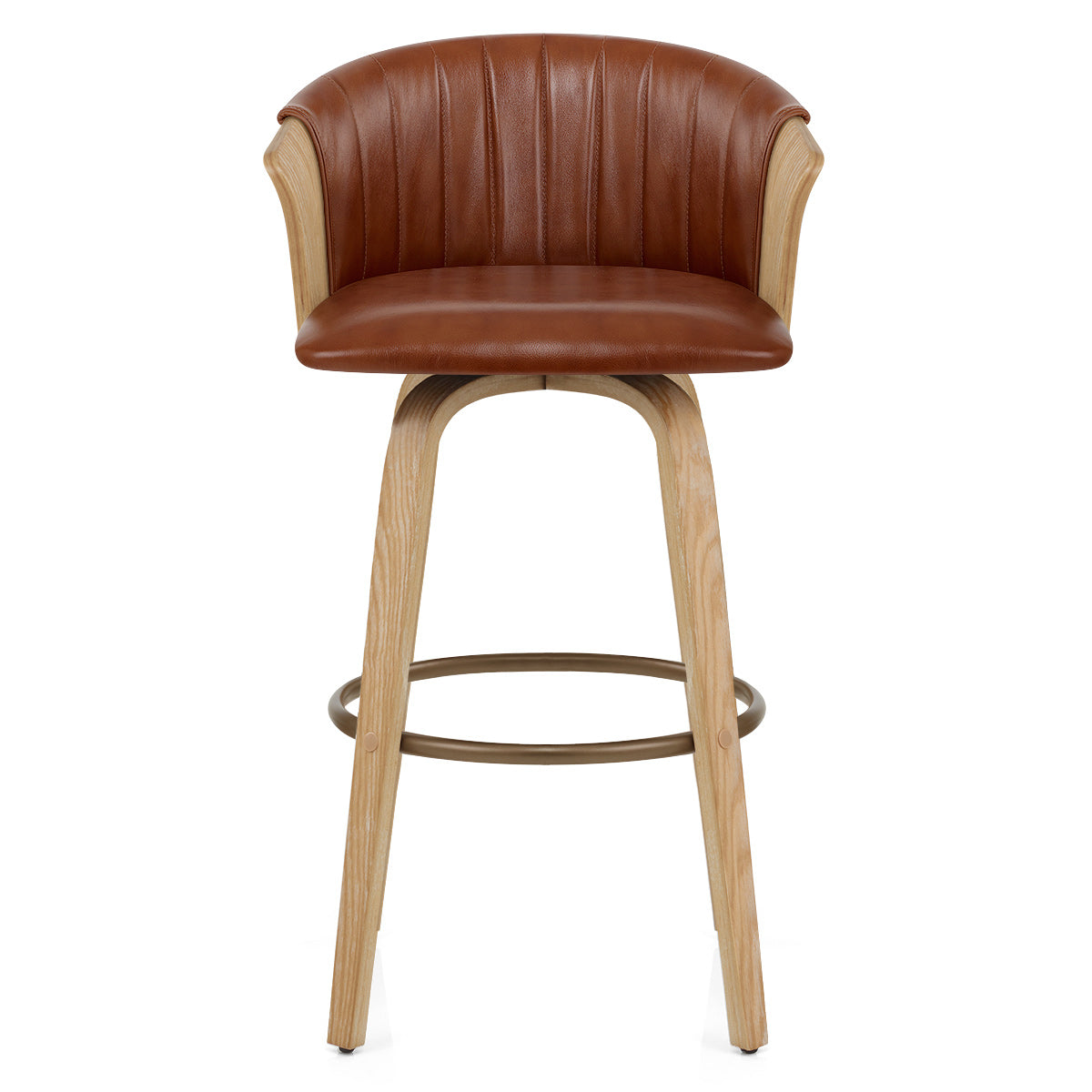 Echtleder Barhocker Eiche - Coral Braun
