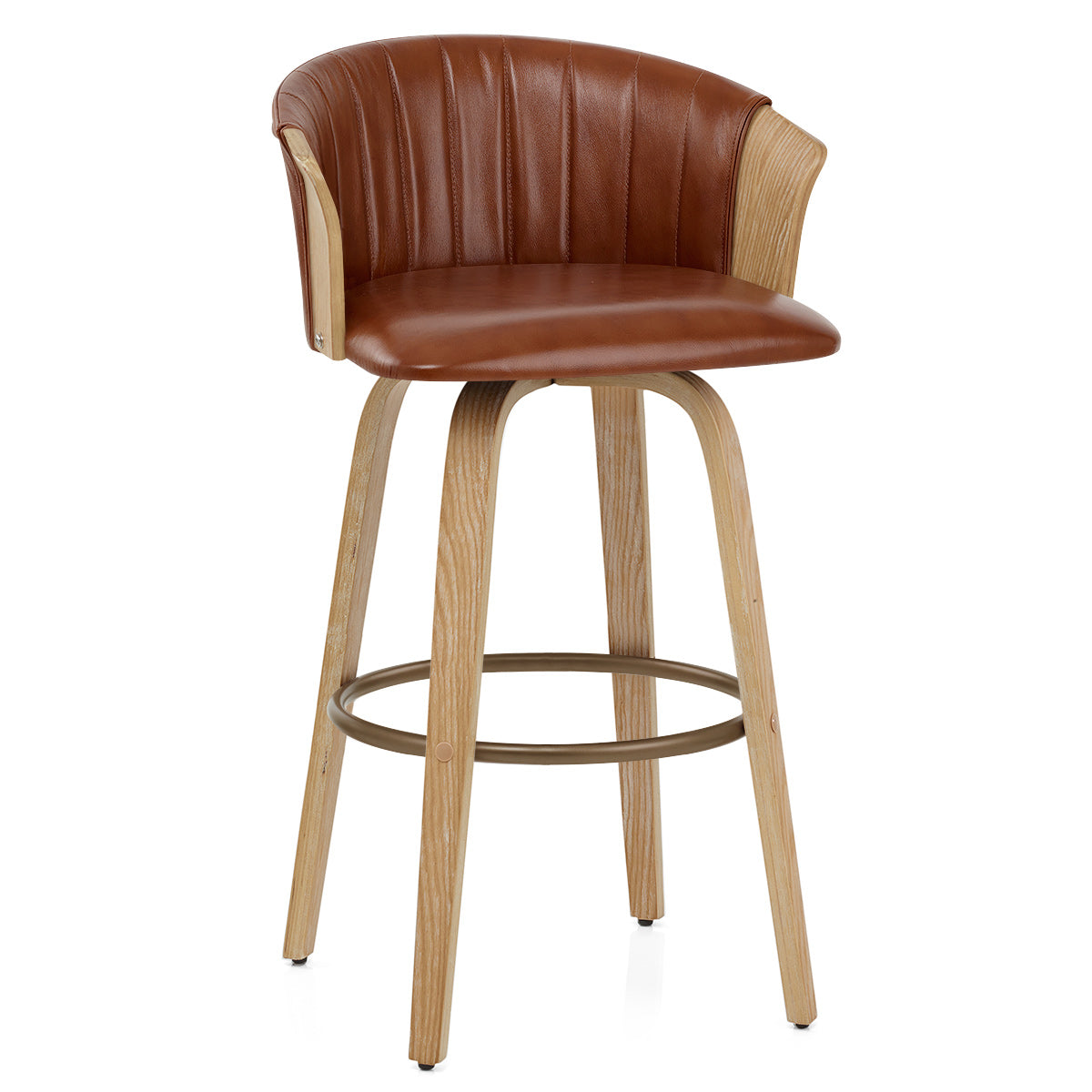 Echtleder Barhocker Eiche - Coral Braun