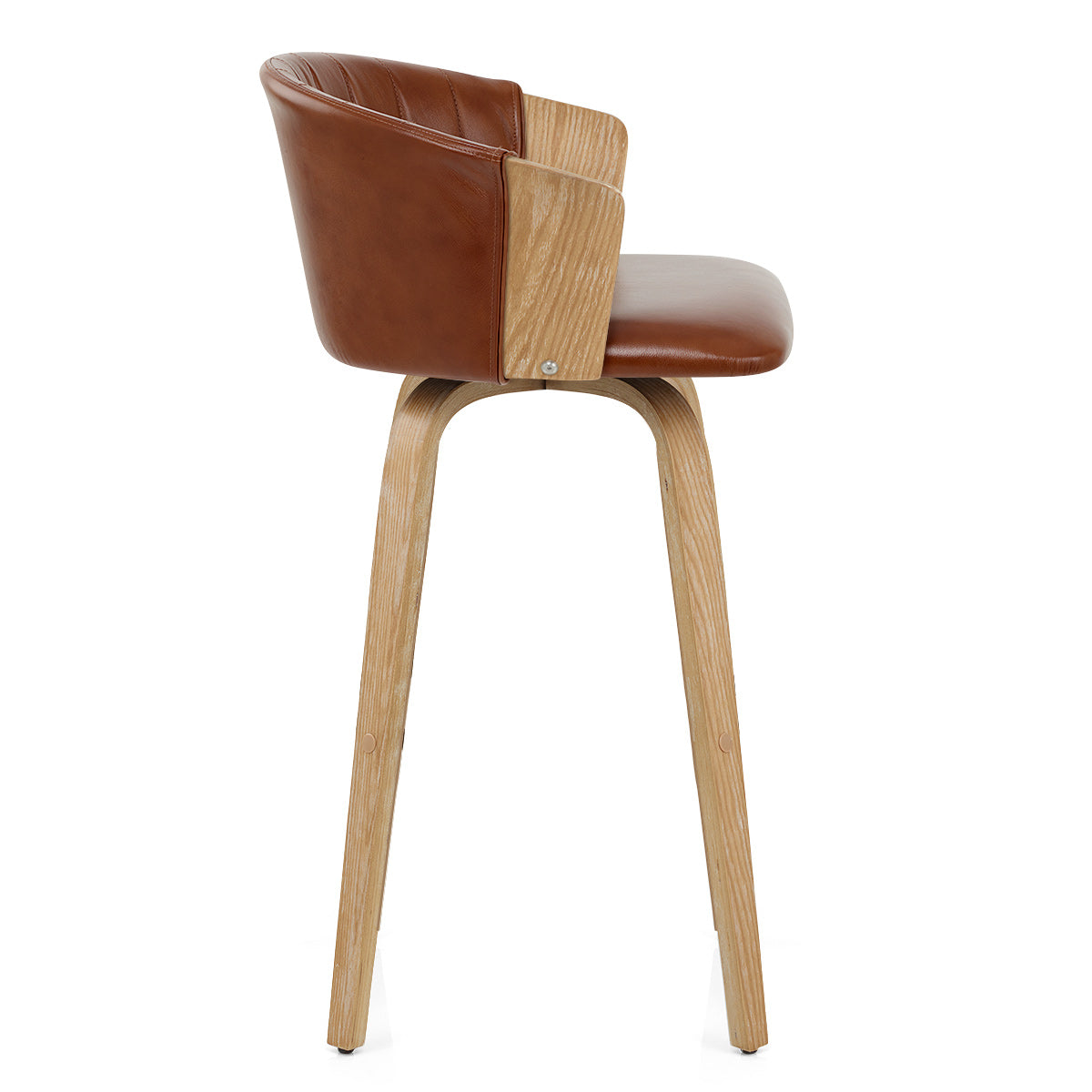 Echtleder Barhocker Eiche - Coral Braun