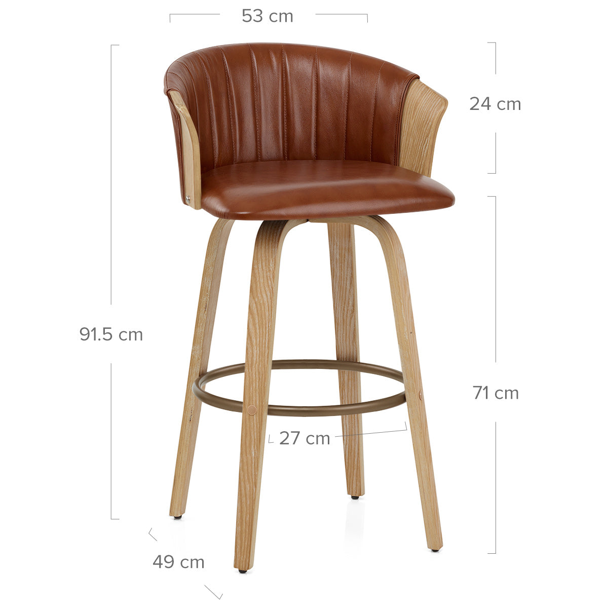 Echtleder Barhocker Eiche - Coral Braun