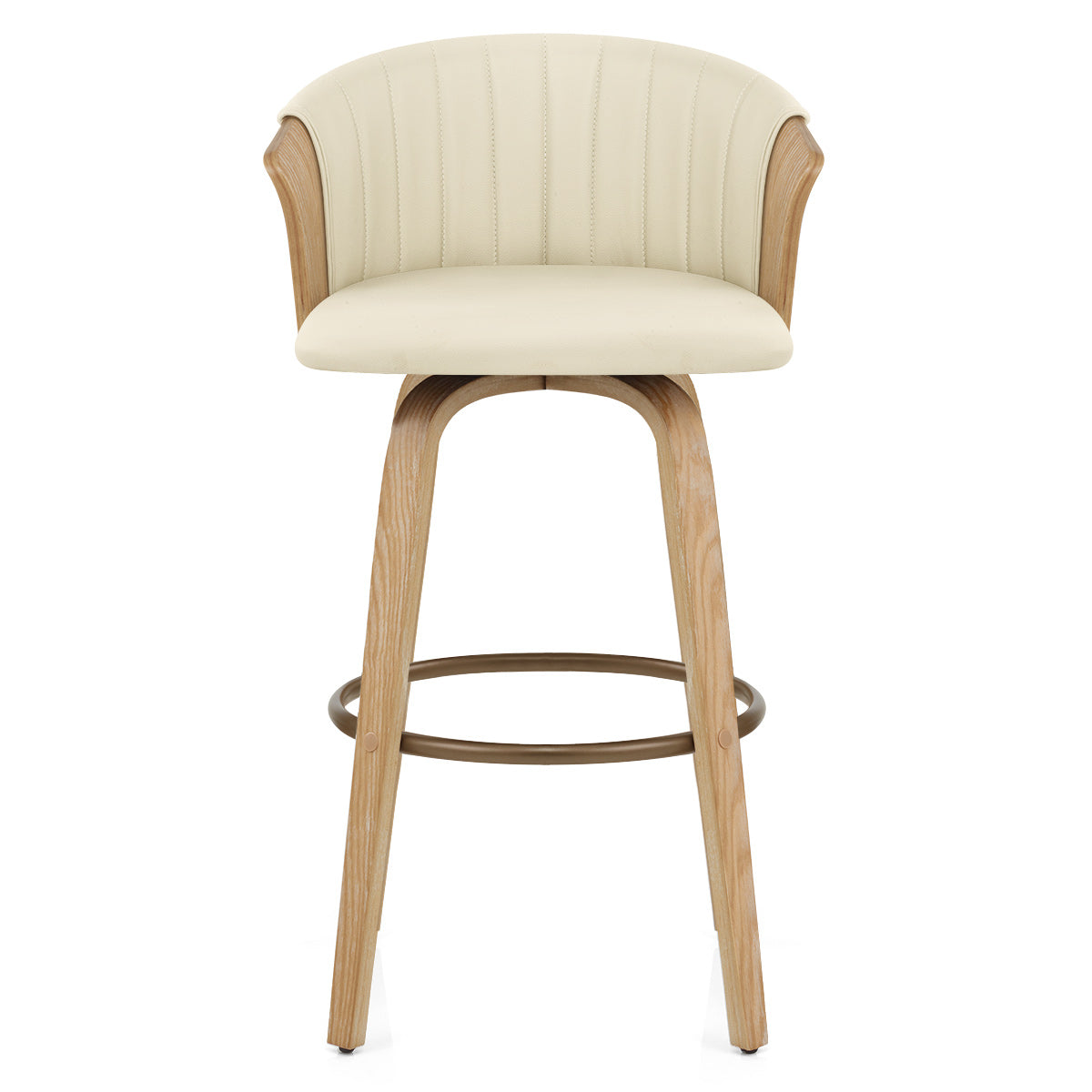 Echtleder Barhocker Eiche - Coral Beige