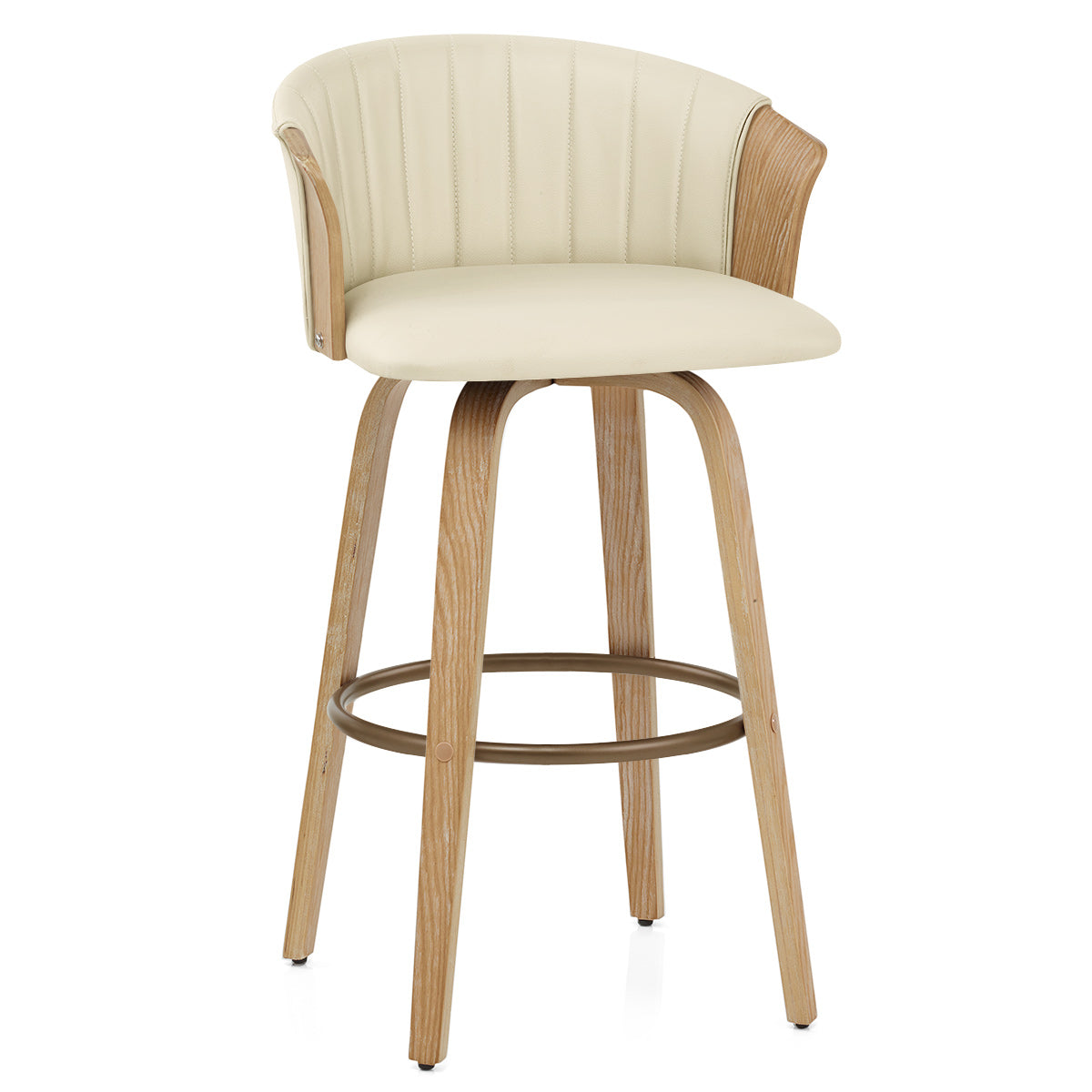 Echtleder Barhocker Eiche - Coral Beige