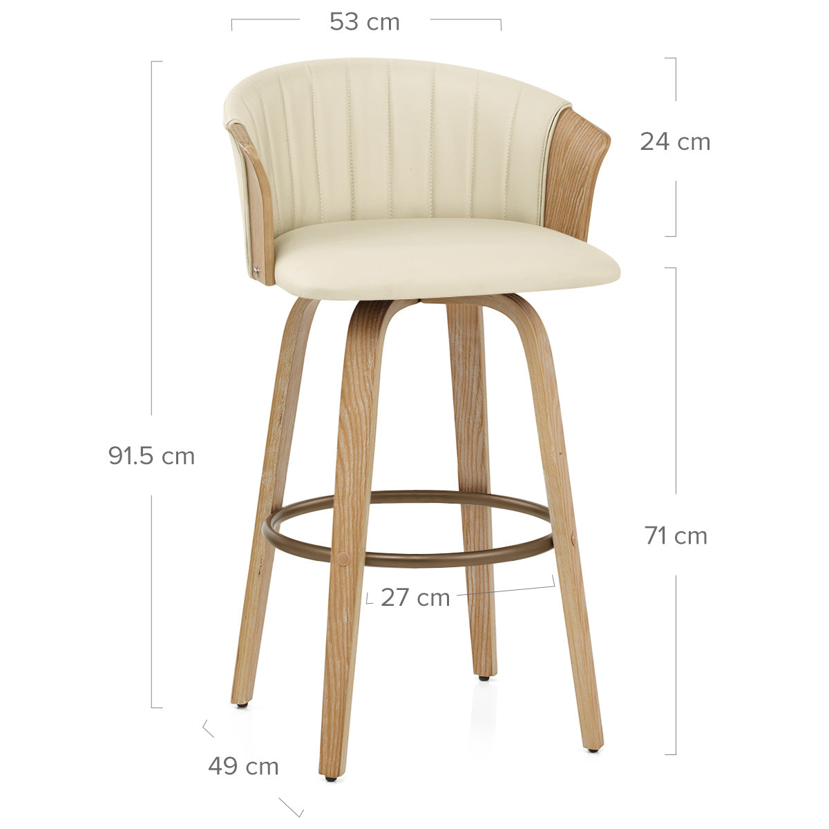 Echtleder Barhocker Eiche - Coral Beige