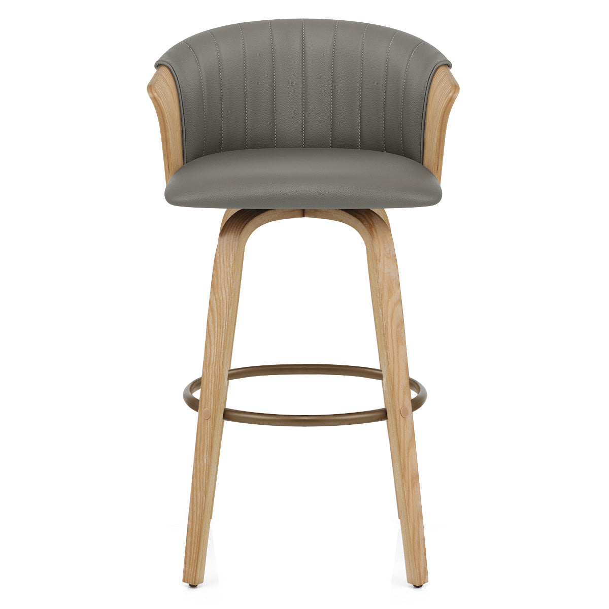 Echtleder Barhocker Eiche - Coral Grau