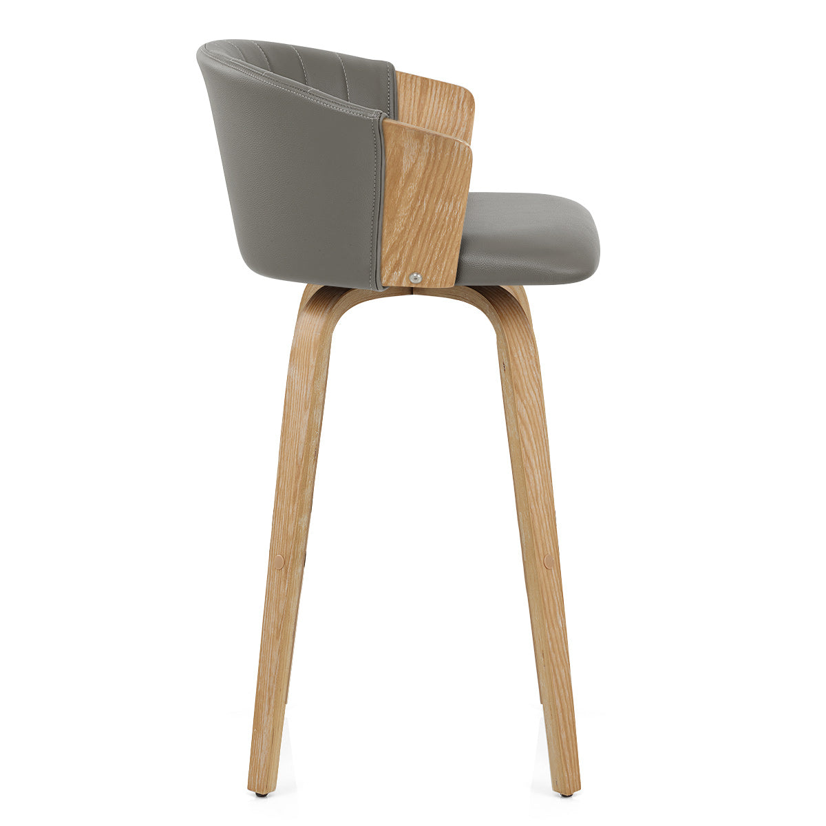 Echtleder Barhocker Eiche - Coral Grau