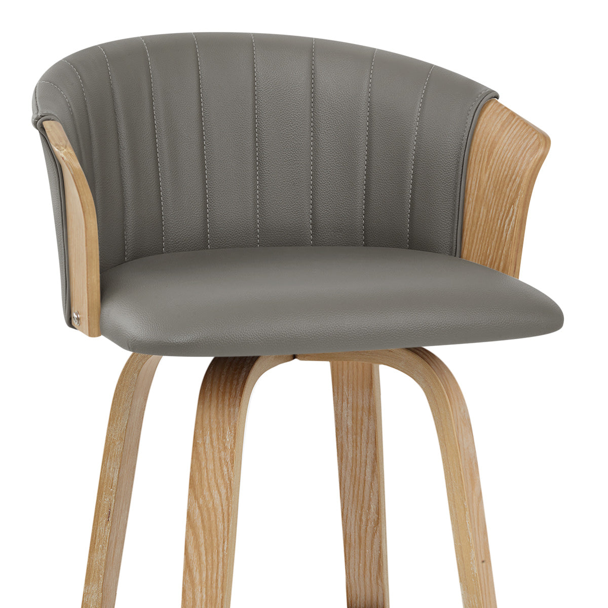 Echtleder Barhocker Eiche - Coral Grau