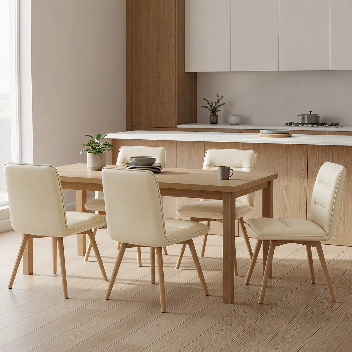 Echtleder Esszimmerstuhl - Ciro Beige