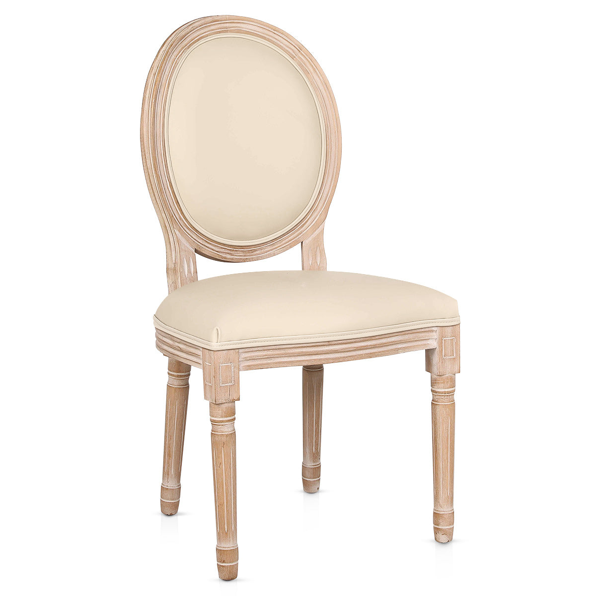 Echtleder Esszimmerstuhl Eiche - Louis Beige