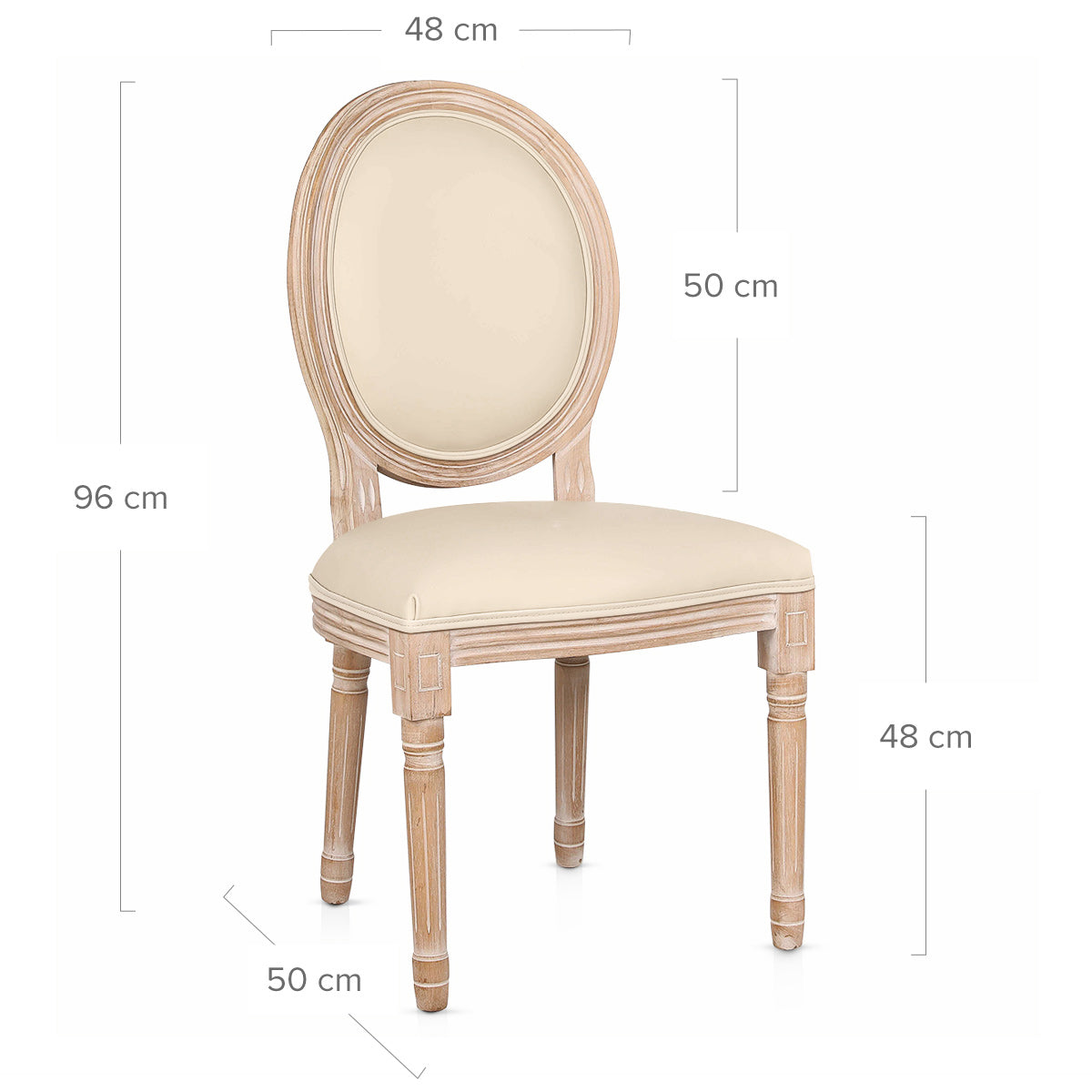 Echtleder Esszimmerstuhl Eiche - Louis Beige