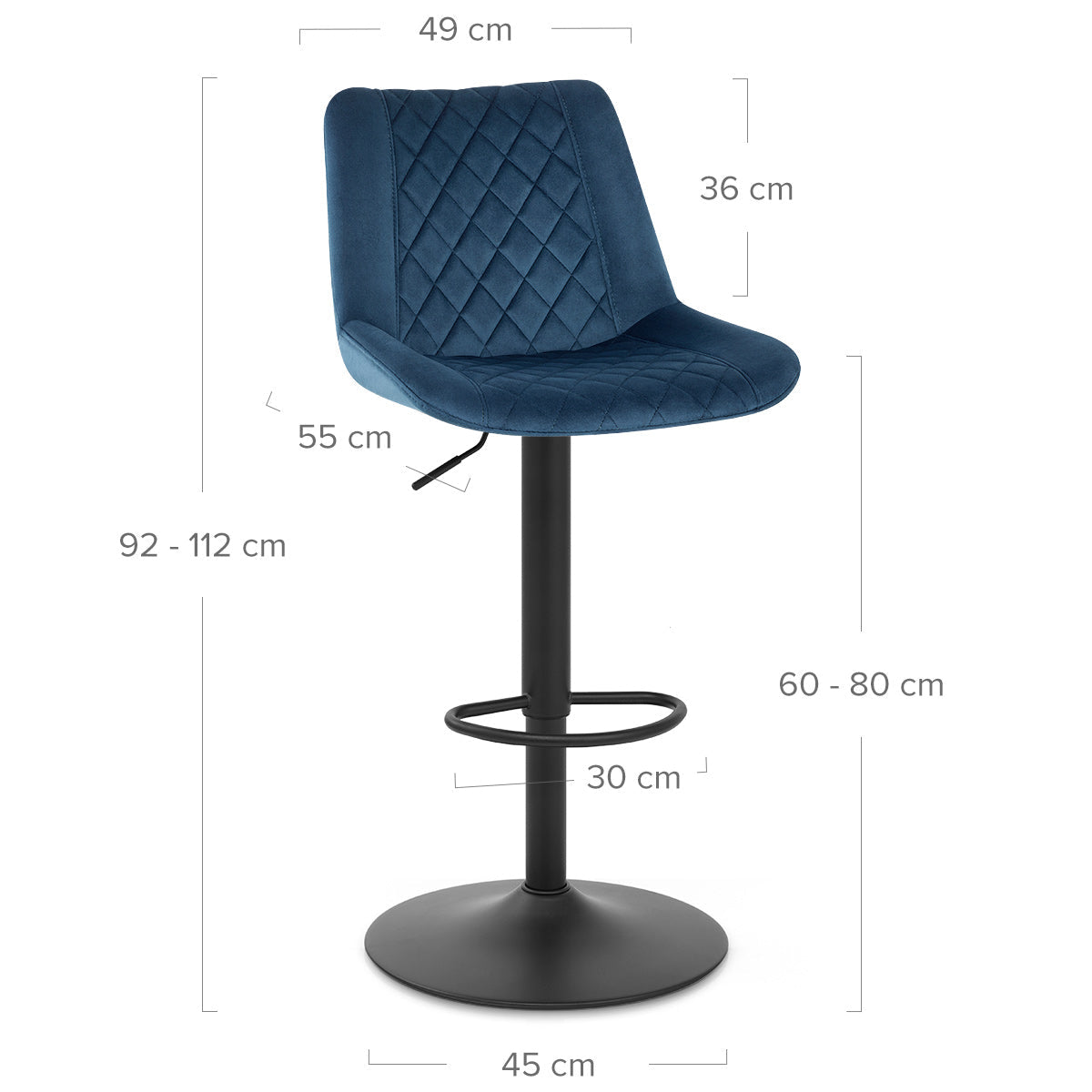 Samt Barhocker - Faro Blau