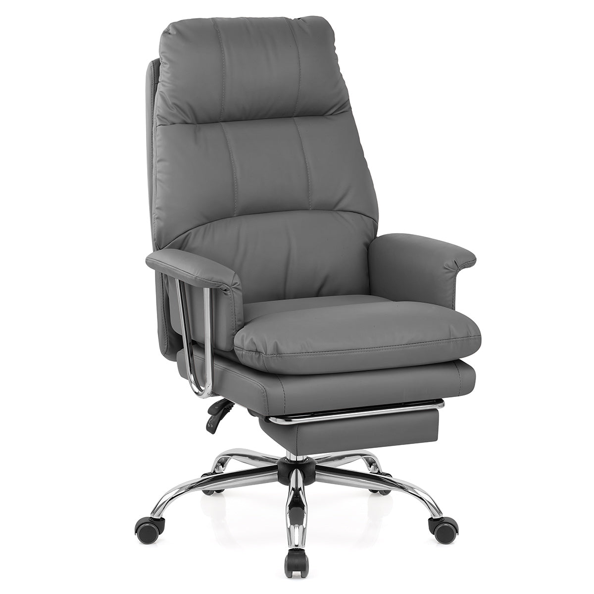 Sedia da ufficio Ecopelle Cromata - Colmar Grigio
