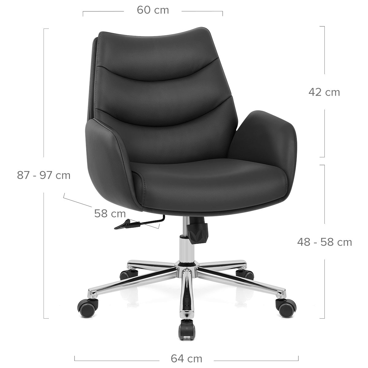 Öko-Leder Bürostuhl Chrom - Seville Schwarz