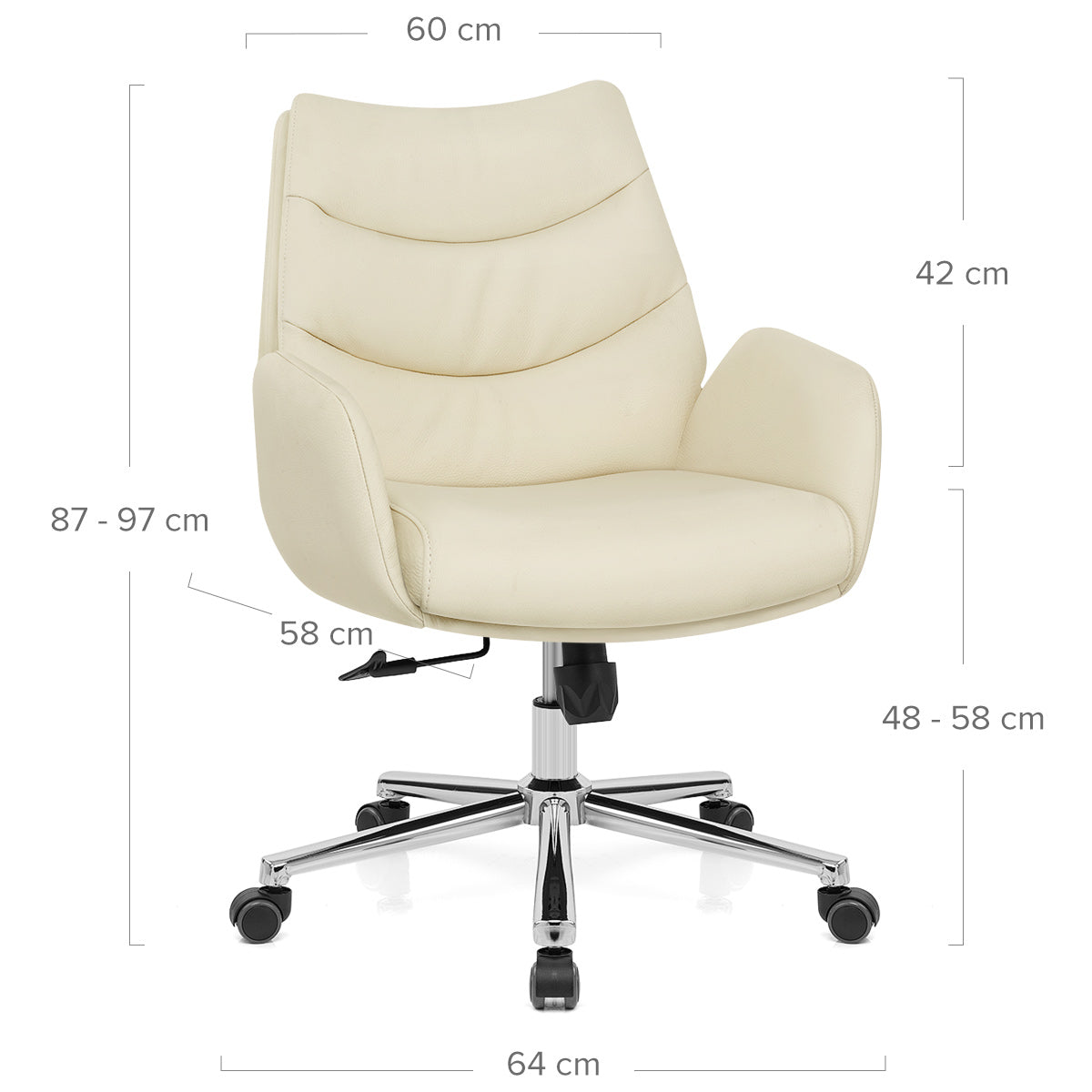 Öko-Leder Bürostuhl Chrom - Seville Beige