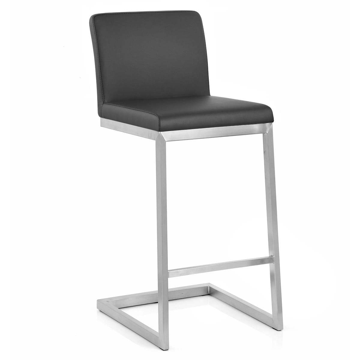 Sgabello Ecopelle Cromo Satinato - Ace Nero
