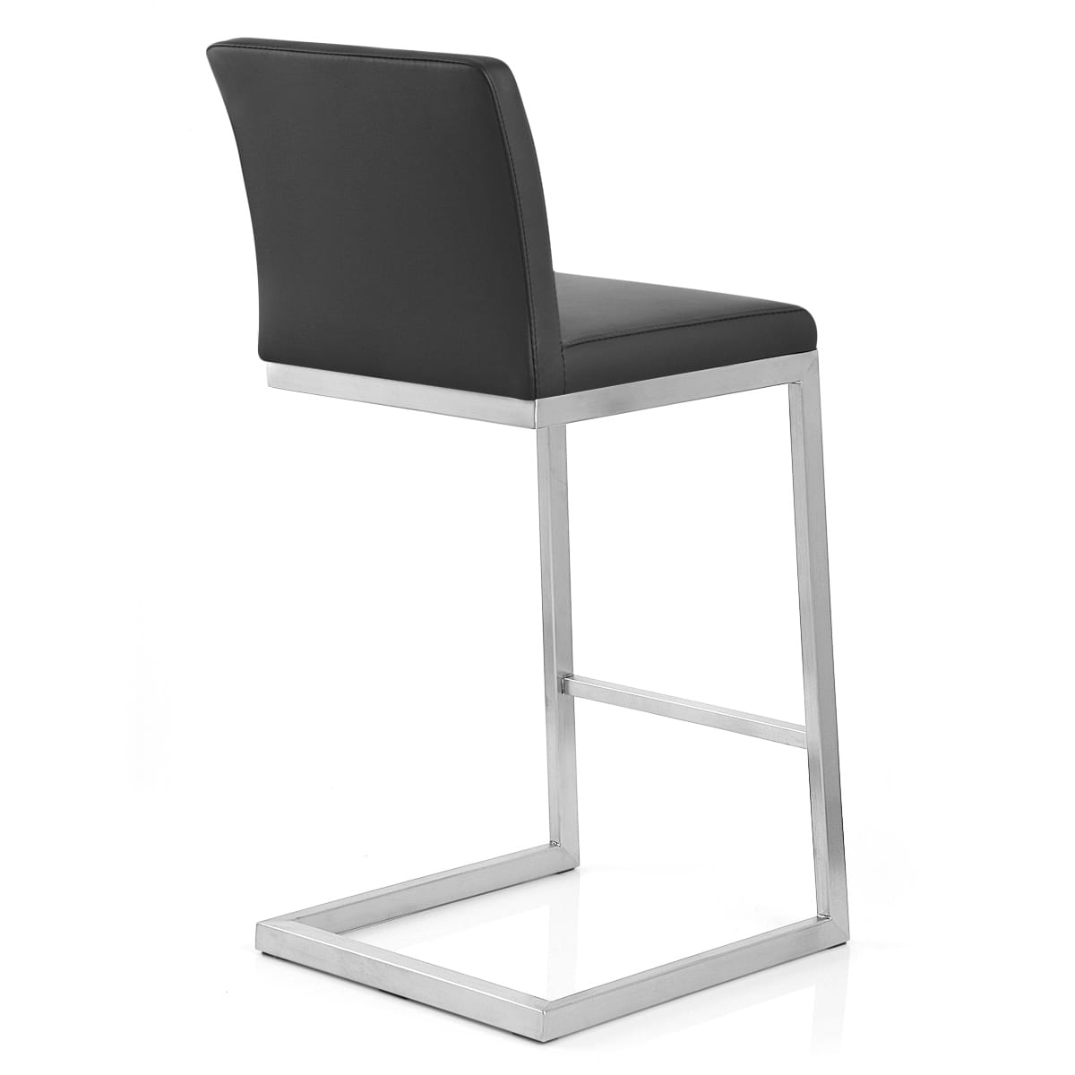 Sgabello Ecopelle Cromo Satinato - Ace Nero