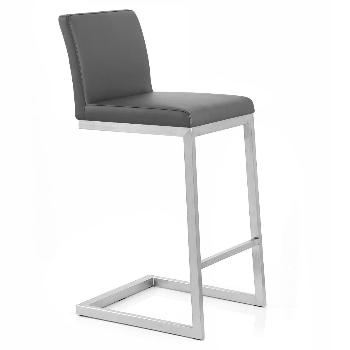 Sgabello Ecopelle Cromo Satinato - Ace Grigio