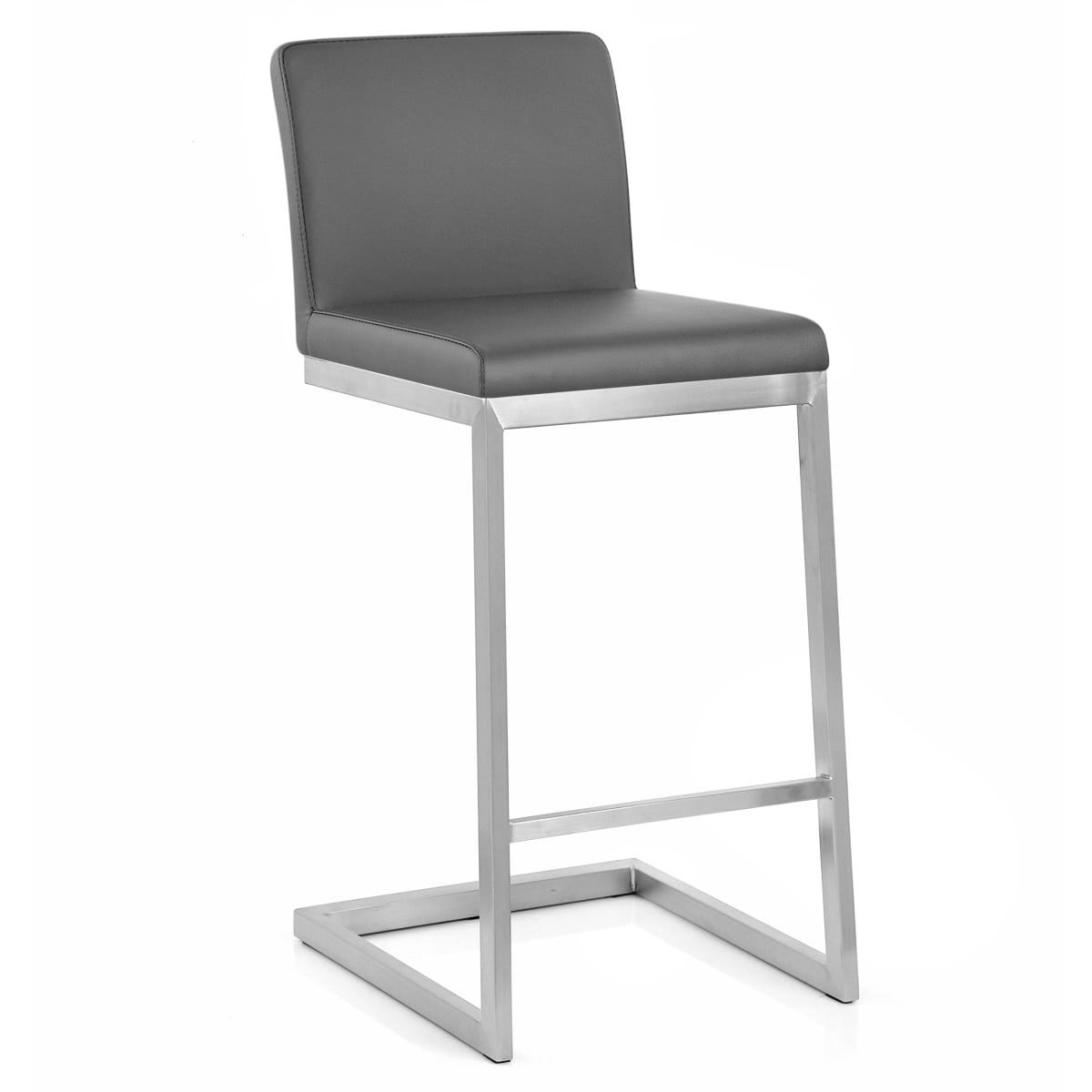 Sgabello Ecopelle Cromo Satinato - Ace Grigio
