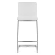 Sgabello Ecopelle Cromo Satinato - Ace Bianco