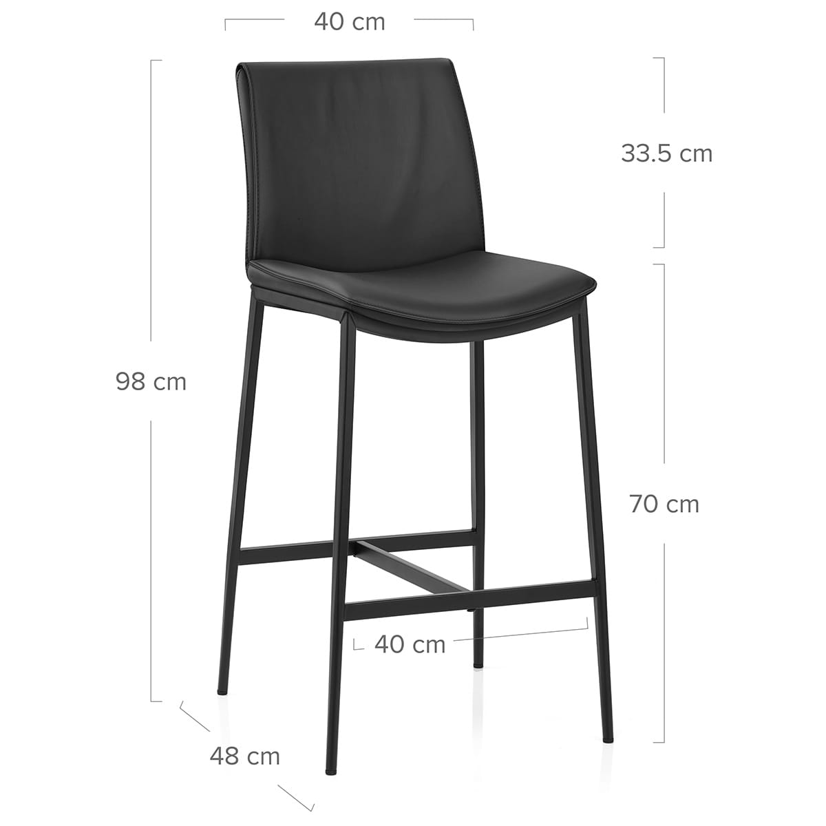 Sgabello Vera Pelle - Addison Nero
