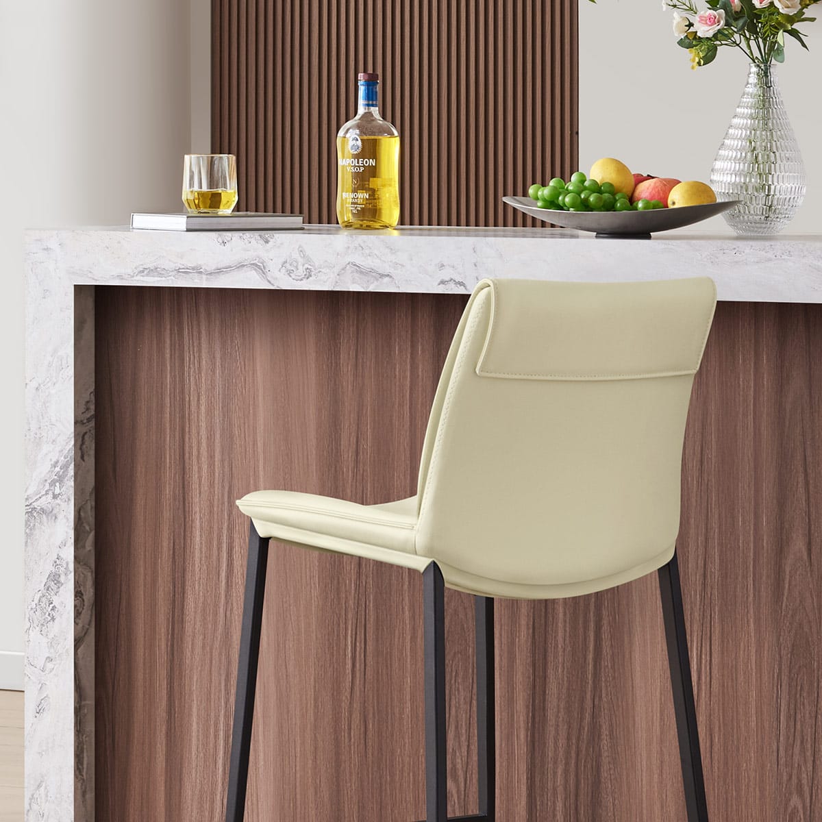 Barhocker Echtleder - Addison Beige