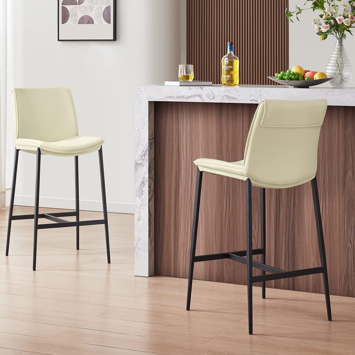 Barhocker Echtleder - Addison Beige