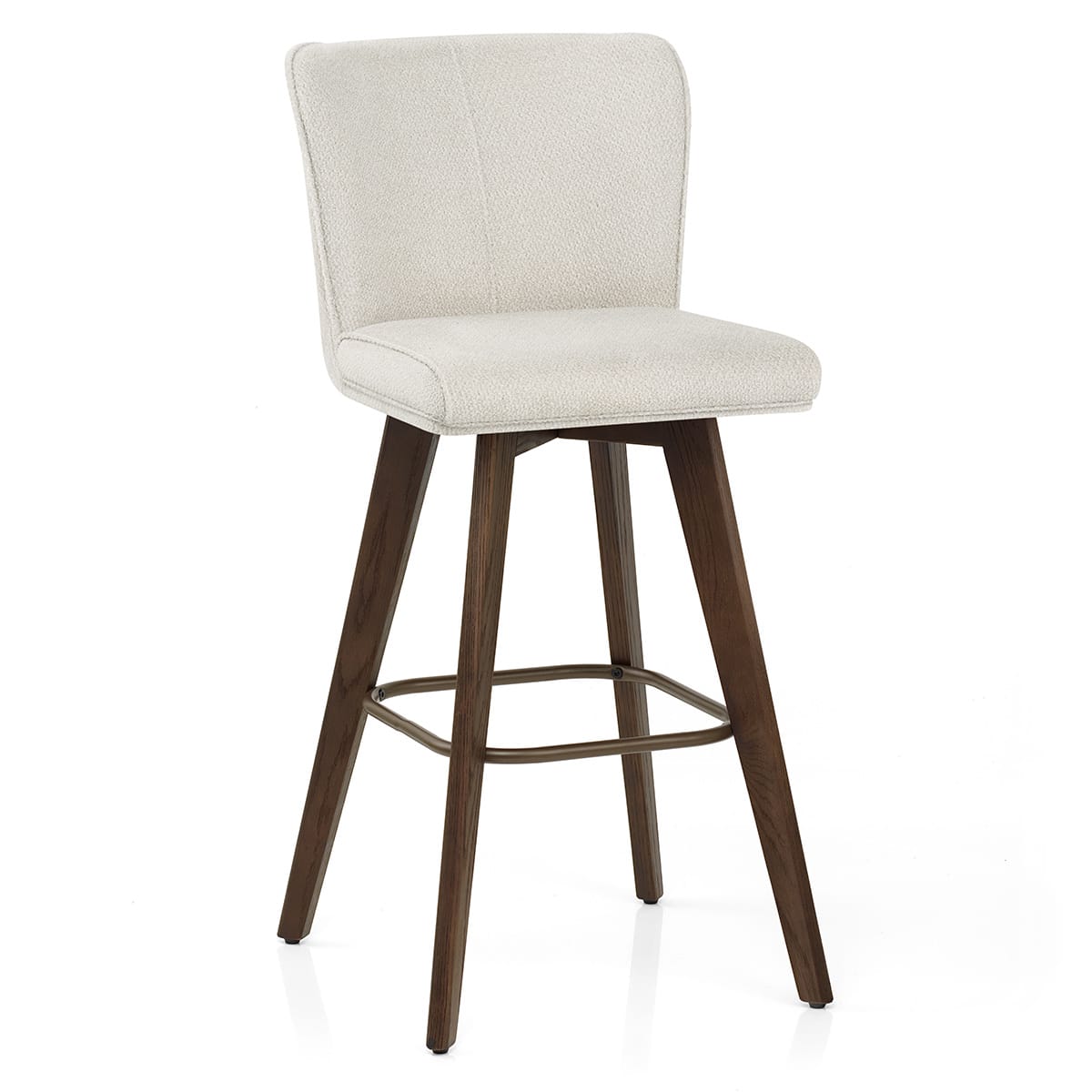 Dunkelholz-Stoffbarhocker - Aldo Beige