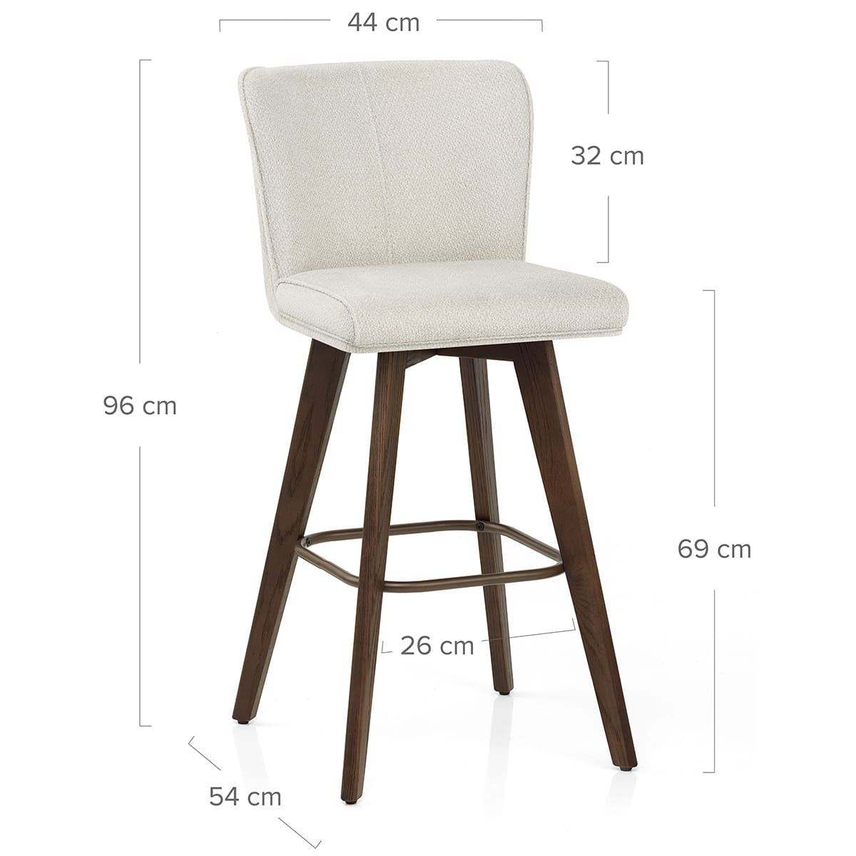 Dunkelholz-Stoffbarhocker - Aldo Beige