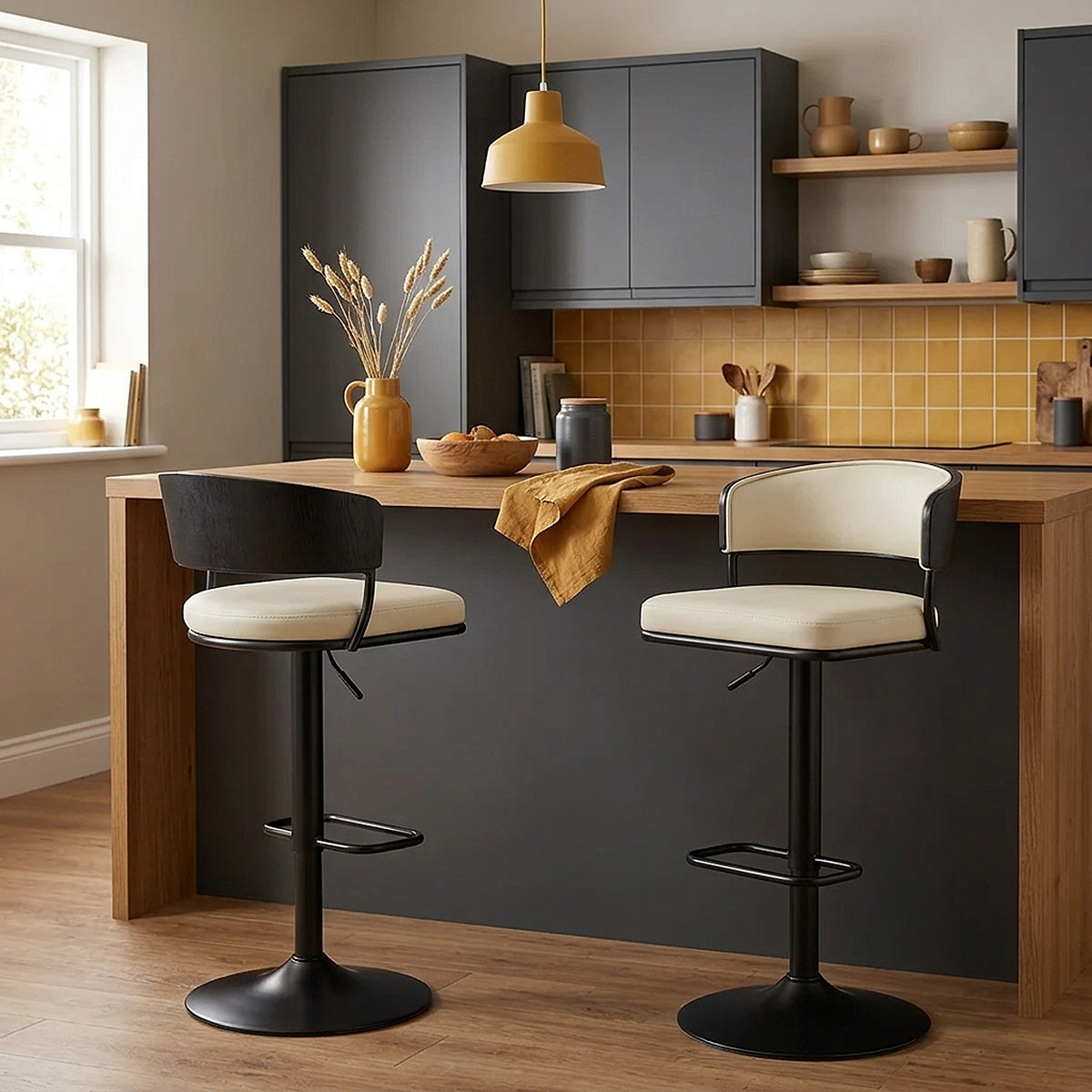 Barhocker Echtleder - Alexa Beige