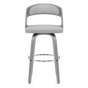Sgabello Ecopelle Legno Grigio - Alicia Grigio