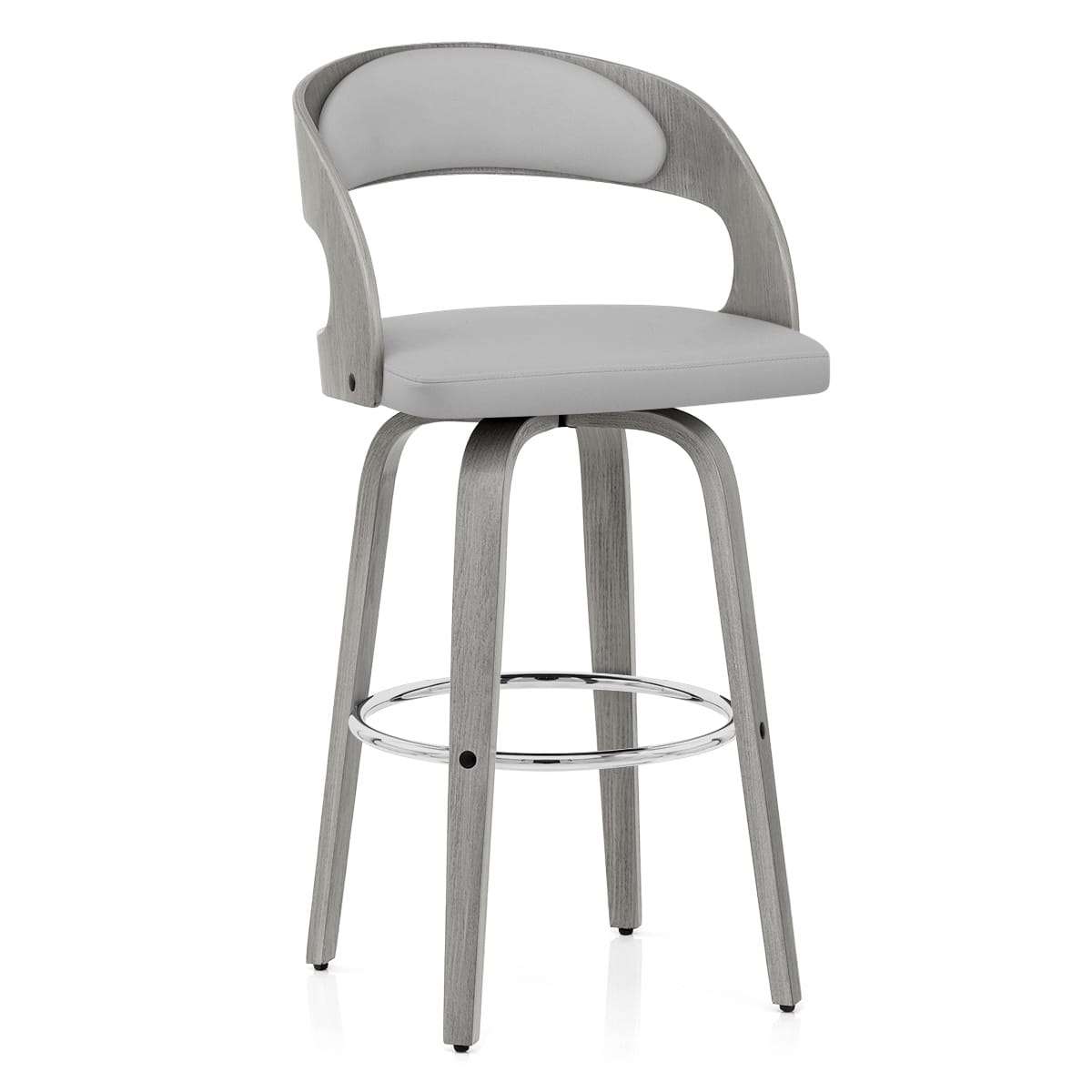 Sgabello Ecopelle Legno Grigio - Alicia Grigio