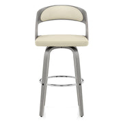 Sgabello Ecopelle Legno Grigio - Alicia Crema