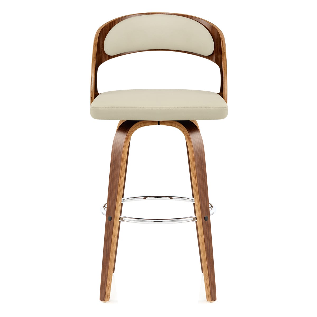 Kunstleder Holzbarhocker - Alicia Beige