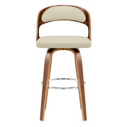 Sgabello Ecopelle Legno - Alicia Crema