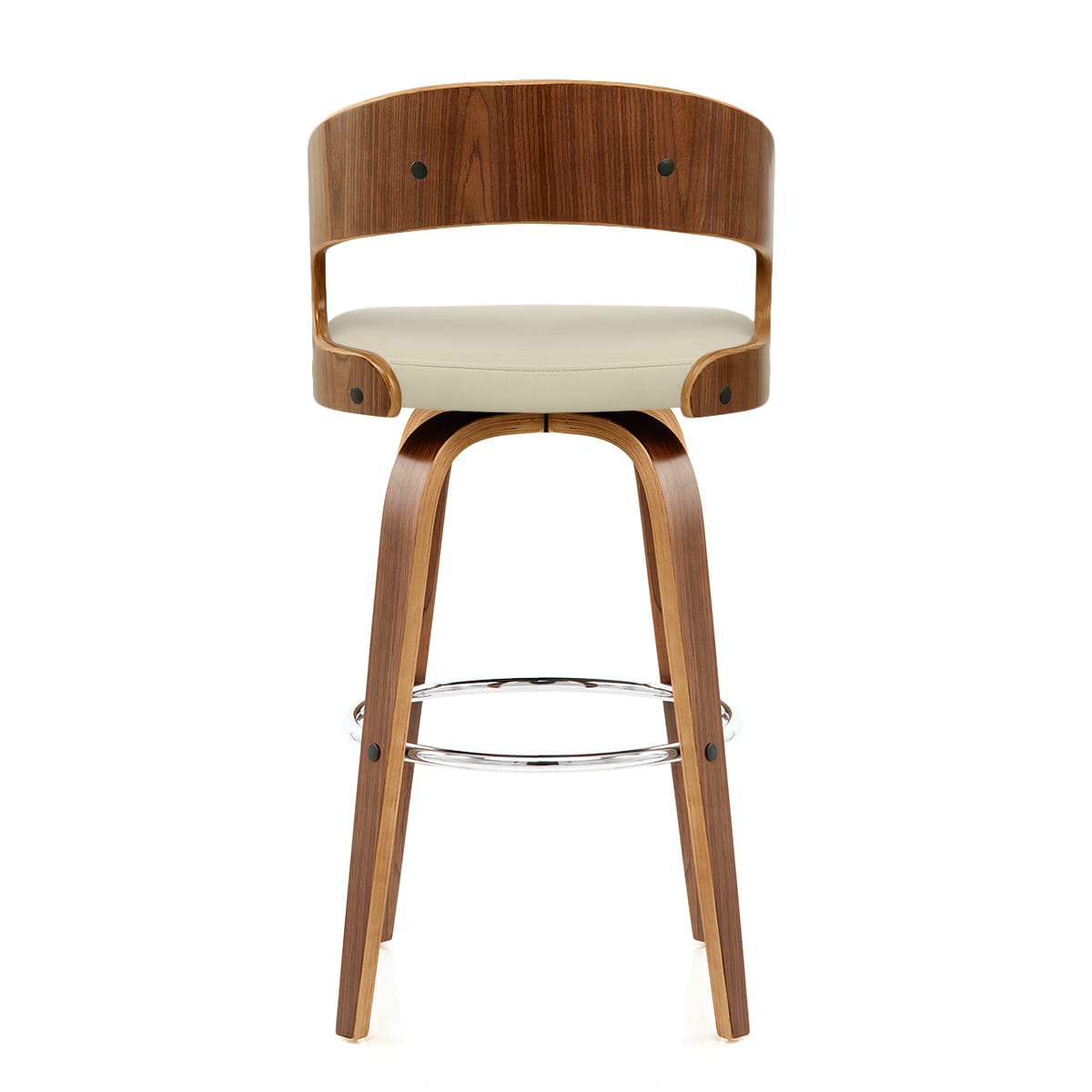 Sgabello Ecopelle Legno - Alicia Crema