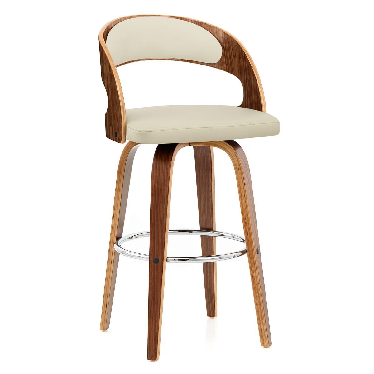 Sgabello Ecopelle Legno - Alicia Crema