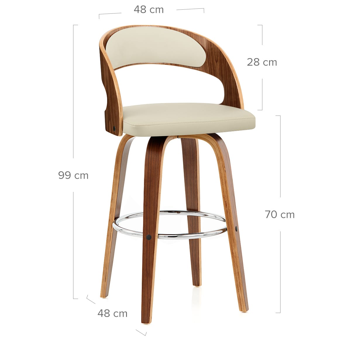 Sgabello Ecopelle Legno - Alicia Crema