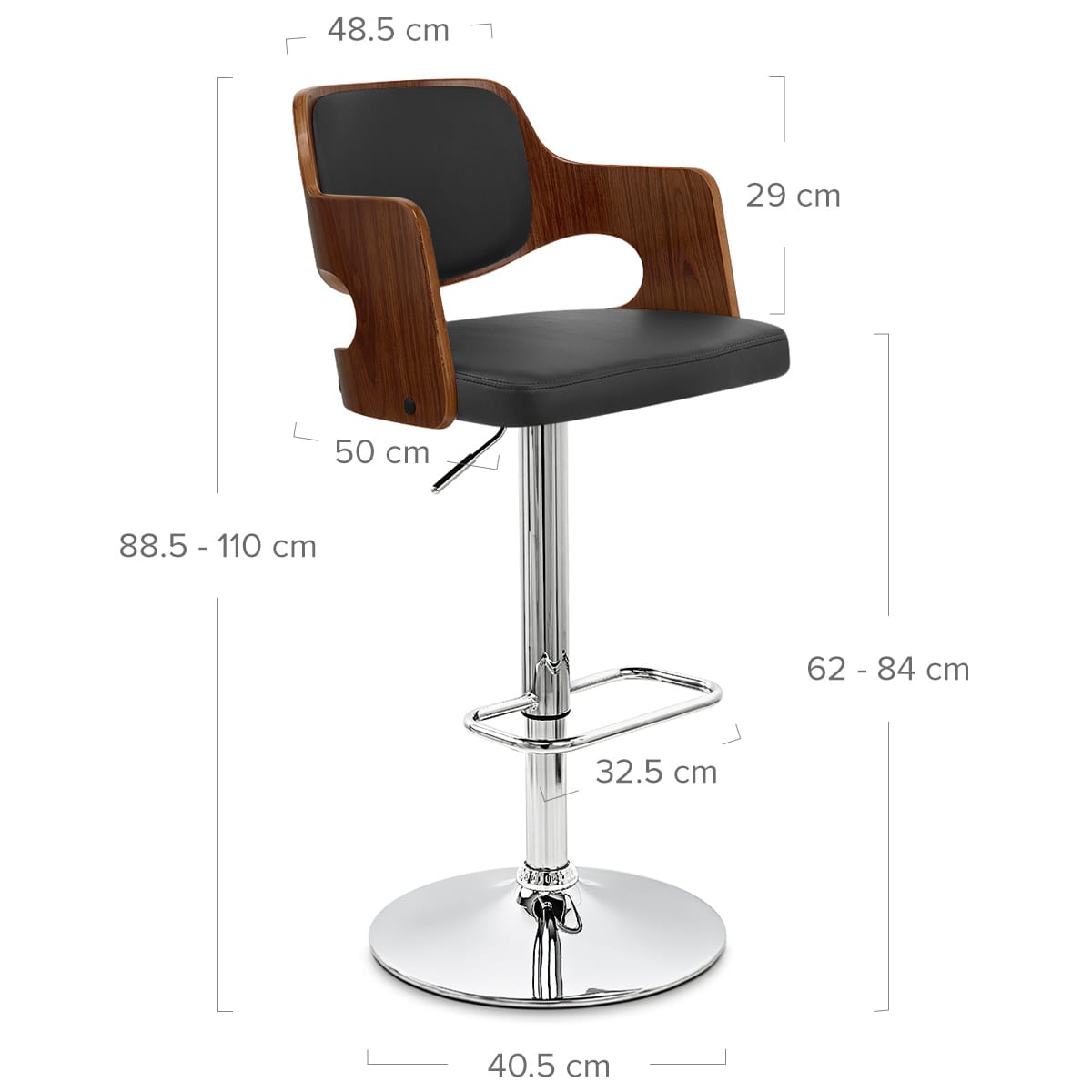 Kunstleder Holzbarhocker Chrom - Amazon Schwarz