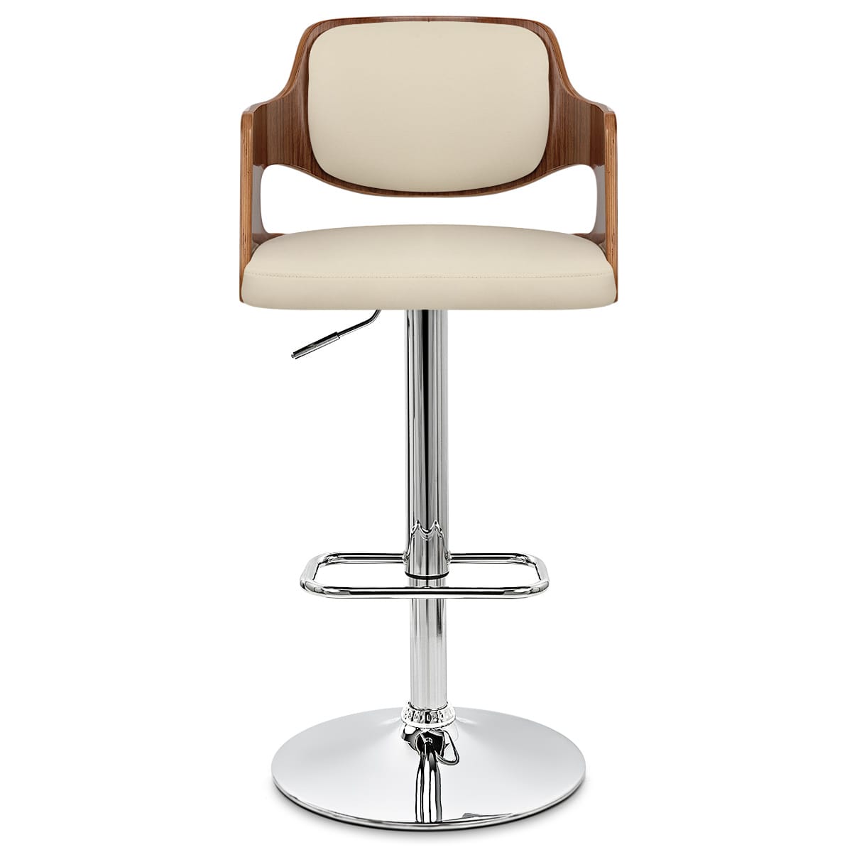 Sgabello Ecopelle Cromato - Amazon Crema