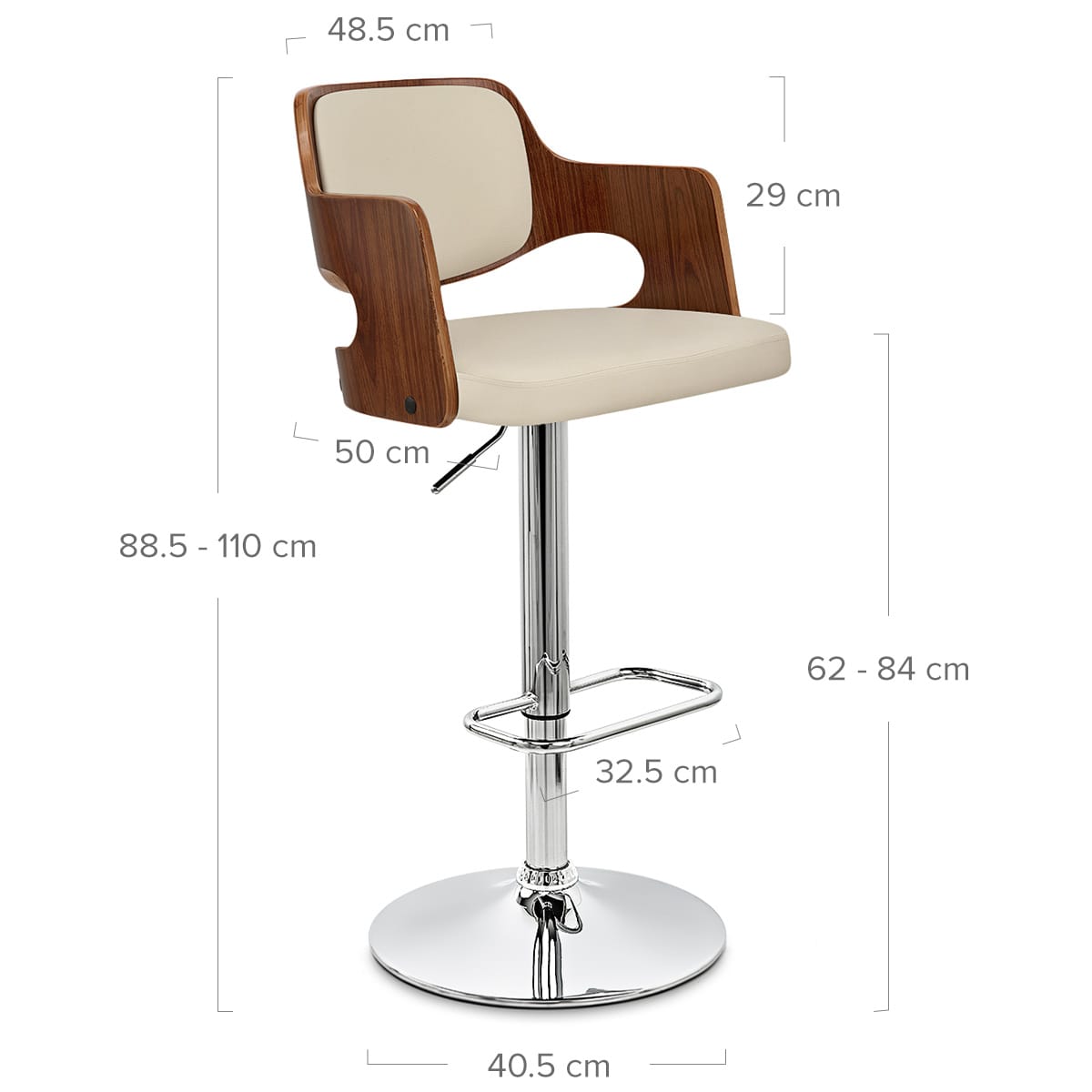 Sgabello Ecopelle Cromato - Amazon Crema